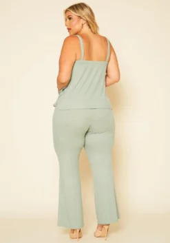 Plus Size Ribbed Tank Top & Wide Leg Pants Set -Asoph Fashion Shop 2020756 001 3