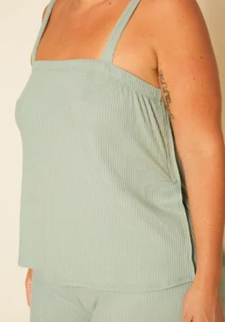 Plus Size Ribbed Tank Top & Wide Leg Pants Set -Asoph Fashion Shop 2020756 001 4