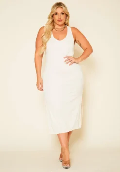 Plus Size Ribbed Lounge Midi Dress