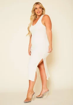 Plus Size Ribbed Lounge Midi Dress -Asoph Fashion Shop 2020759 003 3