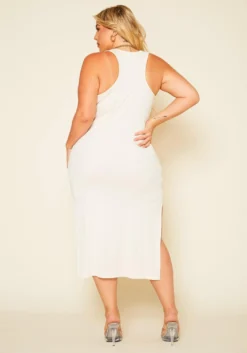 Plus Size Ribbed Lounge Midi Dress -Asoph Fashion Shop 2020759 003 4