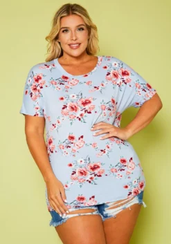 Asoph Plus Size Floral Relaxed Fit Top