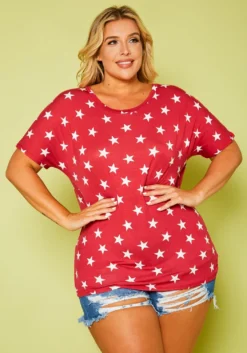 Plus Size Relaxed Fit Star Print Top