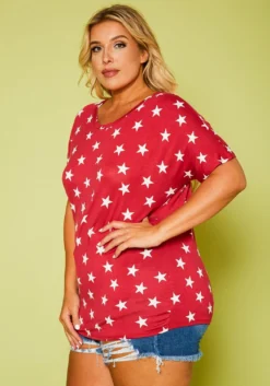 Plus Size Relaxed Fit Star Print Top -Asoph Fashion Shop 2020761 002 3