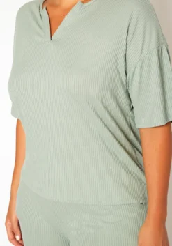Plus Size Ribbed Casual T Shirt & Shorts Set -Asoph Fashion Shop 2020785 005 5
