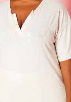 Plus Size Ribbed Casual T Shirt & Shorts Set 10 Plus Size Ribbed Casual T Shirt & Shorts Set -Asoph Fashion Shop 2020785 006 5