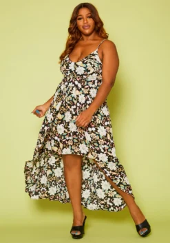 Plus Size Floral High-Low Tank Dress