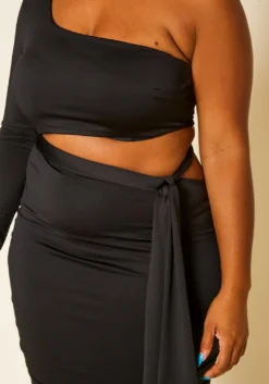 Plus Size One Sleeve Cut Out Dress -Asoph Fashion Shop 2020792 001 5