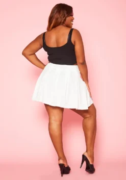 Plus Size Flare Pleated Mini Skirt -Asoph Fashion Shop 2020796 002 5