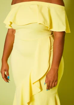 Plus Size High-Low Off Shoulder Ruffle Midi Dress 11 Plus Size High-Low Off Shoulder Ruffle Midi Dress -Asoph Fashion Shop 2020814 001 6