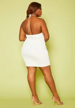 Plus Size Lace Up Halter Top Mini Dress -Asoph Fashion Shop 2020822 001 5