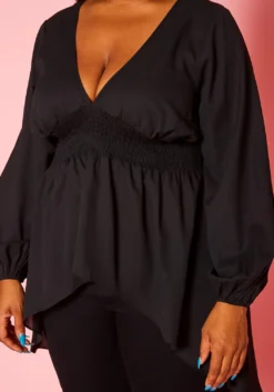 Plus Size High-Low Lantern Sleeve Blouse -Asoph Fashion Shop 2020823 001 6