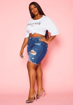 Plus Size Distressed Denim Shorts -Asoph Fashion Shop 2020832 001 4