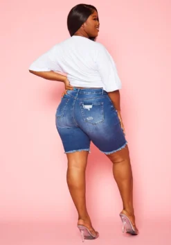 Plus Size Distressed Denim Shorts -Asoph Fashion Shop 2020832 001 6