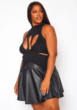 Plus Size Mock Neck Cut-Out Top -Asoph Fashion Shop 2020839 001 1
