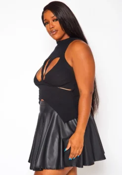 Plus Size Mock Neck Cut-Out Top -Asoph Fashion Shop 2020839 001 4