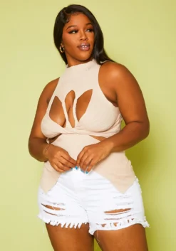 Plus Size Mock Neck Cut-Out Top -Asoph Fashion Shop 2020839 002 3