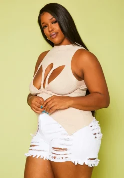 Plus Size Mock Neck Cut-Out Top -Asoph Fashion Shop 2020839 002 4