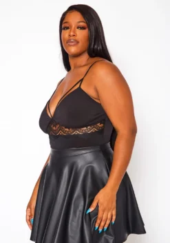 Plus Size Lace Front Strap Bodysuit -Asoph Fashion Shop 2020841 001 2