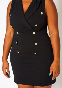 Plus Size Double Breasted Sleeveless Mini Dress -Asoph Fashion Shop 2020845 001 6
