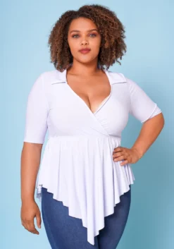 Plus Size Surplice Peplum Top