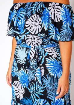 Plus Size Off Shoulder Leaf Print Tiered Dress -Asoph Fashion Shop 2020872 001 5