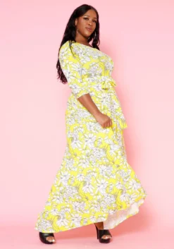 Plus Size Fit & Flare Floral Print Belted Maxi Dress -Asoph Fashion Shop 2020893 003 5