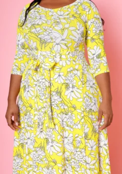 Plus Size Fit & Flare Floral Print Belted Maxi Dress -Asoph Fashion Shop 2020893 003 6