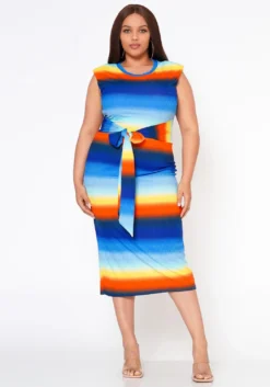 Plus Size Gradient Bodycon Midi Dress