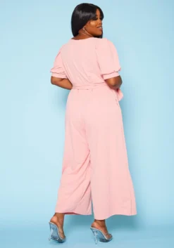 Plus Size Surplice Wide Leg Jumpsuit -Asoph Fashion Shop 2020902 002 4