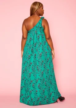 Plus Size One Shoulder Floral Print Maxi Dress -Asoph Fashion Shop 2020927 001 4