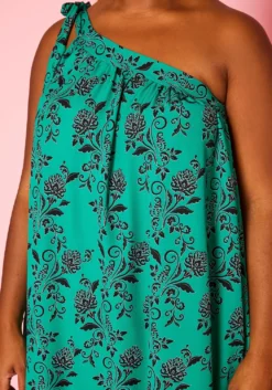 Plus Size One Shoulder Floral Print Maxi Dress -Asoph Fashion Shop 2020927 001 5