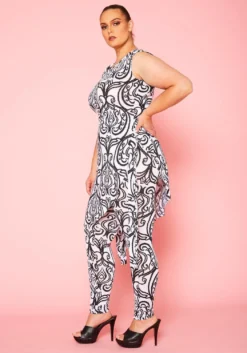 Plus Size Multi Print Sleek Top & Leggings Set -Asoph Fashion Shop 2020928 001 3