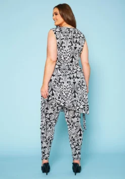 Plus Size Multi Print Sleek Top & Leggings Set -Asoph Fashion Shop 2020928 002 4