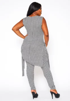 Plus Size Houndstooth Print Sleeveless Two Piece Set -Asoph Fashion Shop 2020929 001 5