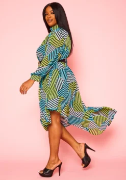 Plus Size Multi Striped Asymmetric Maxi Dress -Asoph Fashion Shop 2020934 001 3