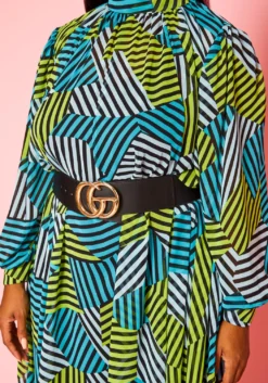 Plus Size Multi Striped Asymmetric Maxi Dress -Asoph Fashion Shop 2020934 001 5