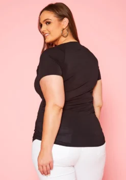 Plus Size Ruched Strappy Front Top -Asoph Fashion Shop 2020938 001 3