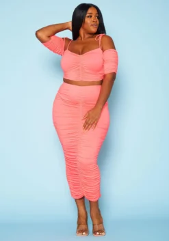Plus Size Ruched Crop Top & Skirt Two Piece Set 8 Plus Size Ruched Crop Top & Skirt Two Piece Set -Asoph Fashion Shop 2020940 002 2