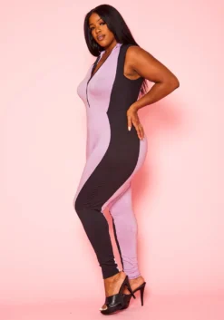 Plus Size Color Block Bodycon Jumpsuit -Asoph Fashion Shop 2020942 001 3
