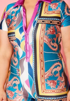 Plus Size Multi Summer Print Collar Romper -Asoph Fashion Shop 2020958 001 4