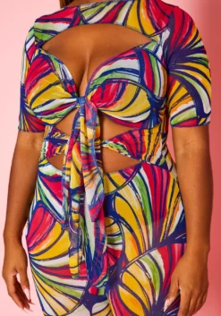 Plus Size Abstract Print Cut Out Jumpsuit -Asoph Fashion Shop 2020967 001 4