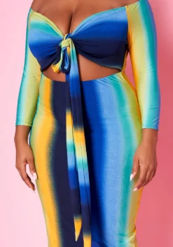 Plus Size Gradient Print Tie Front Bodycon Dress -Asoph Fashion Shop 2020972 002 5