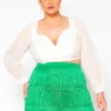 Plus Size Sweetheart Neckline Open Back Crop Top