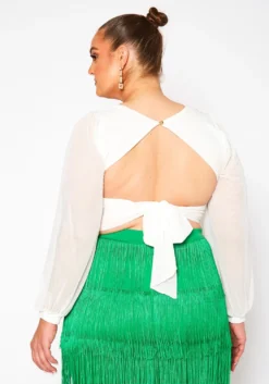 Plus Size Sweetheart Neckline Open Back Crop Top -Asoph Fashion Shop 2020982 002 4