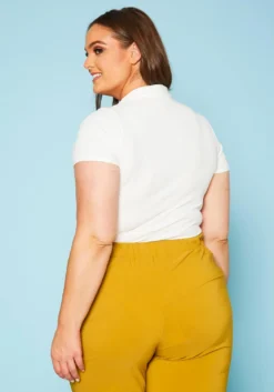 Plus Size Open Collar Ribbed Bodysuit -Asoph Fashion Shop 2020983 002 3