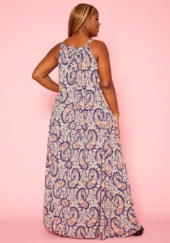 Plus Size Paisley Print Maxi Flare Dress -Asoph Fashion Shop 2020989 001 4