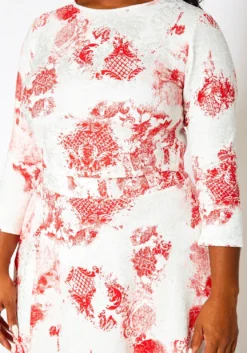 Plus Size Antique Floral Print Crop Top & Maxi Skirt Set -Asoph Fashion Shop 2020990 001 6