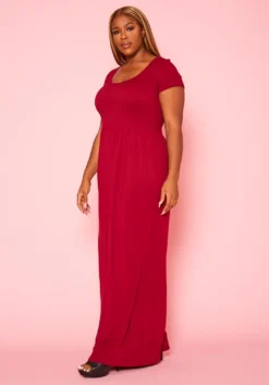 Plus Size Smocked Seamless Fit & Flare Maxi Dress -Asoph Fashion Shop 2020996 003 2
