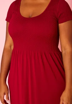 Plus Size Smocked Seamless Fit & Flare Maxi Dress -Asoph Fashion Shop 2020996 003 4